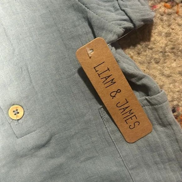 Light Blue Baby boy Romper with Hat - Picture 3 of 4